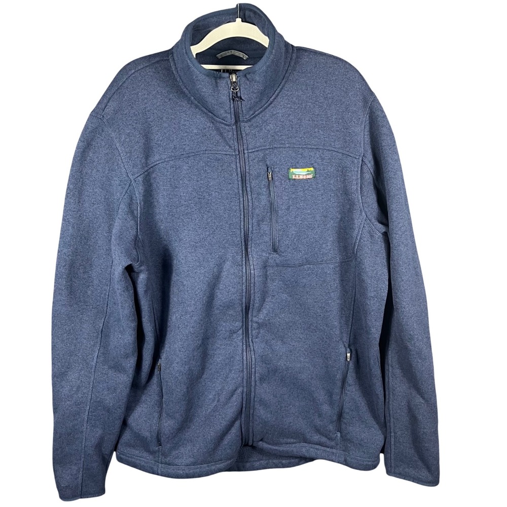 L.L.Bean Sweater Fleece Jacket Men XLT Blue Full Zip 504939
